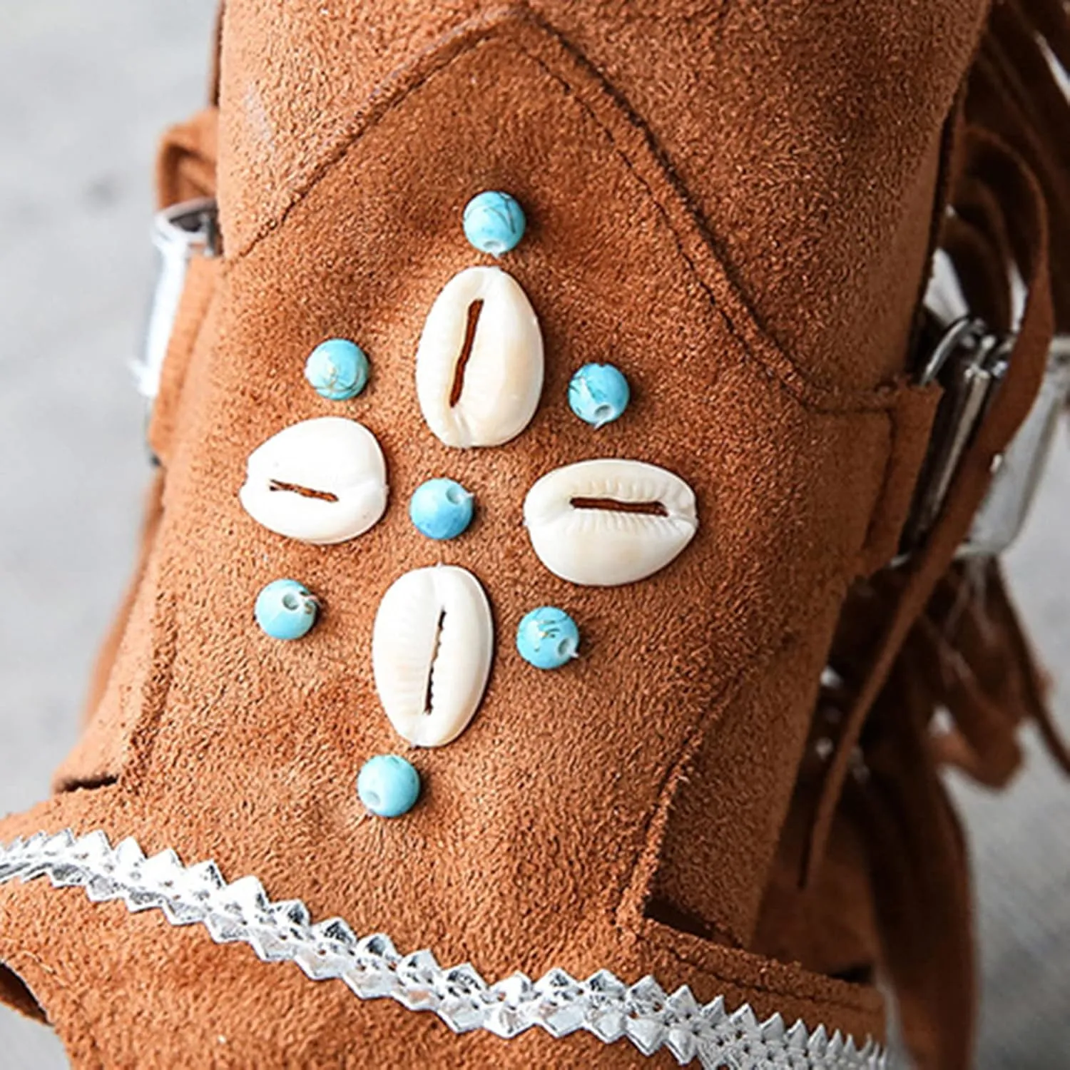Boho Sandals for Women Roman Bead Gladiator Fringe Sandals Flat Clip Toe Ankle Boots Summer Suede Tassel Flip Flop Slippers
