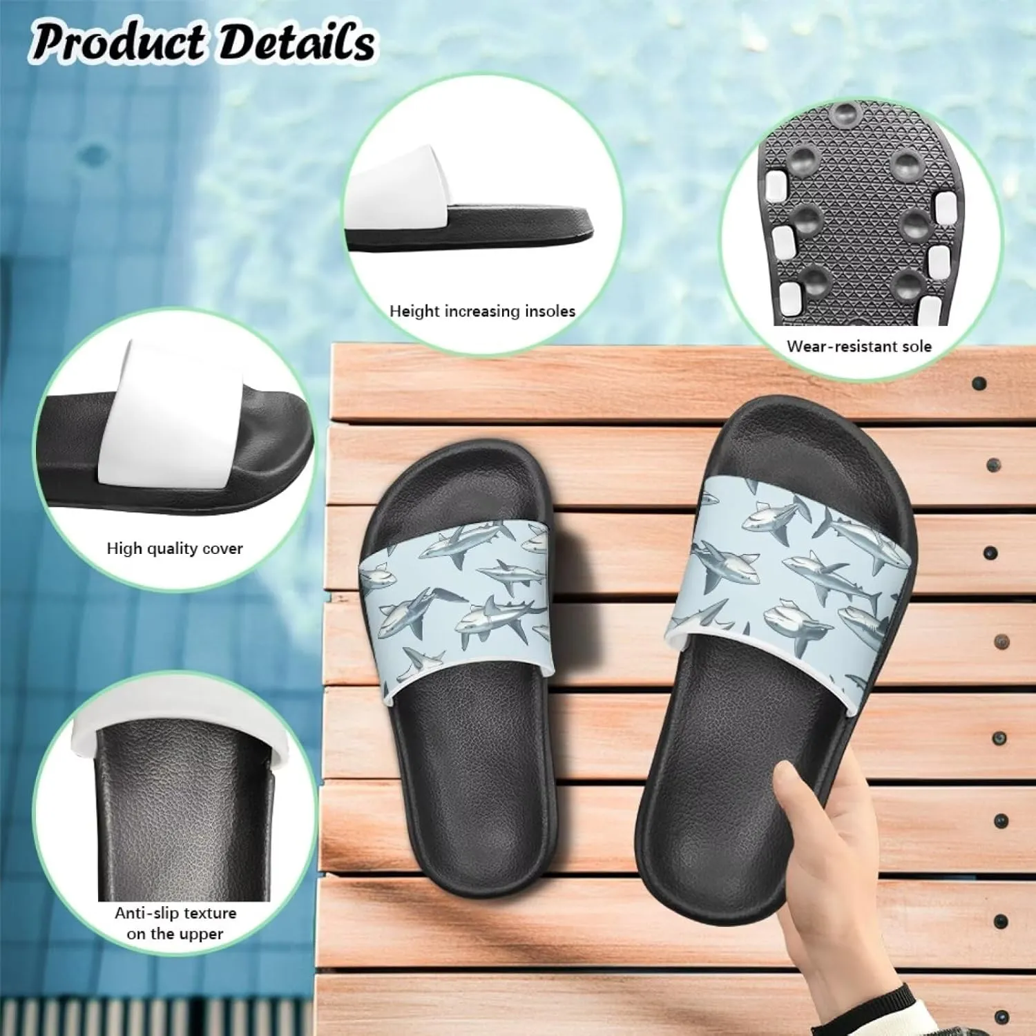 Boys Sandals with Non Slip Footbed Casual Slides Sandals Open Toes Flat
