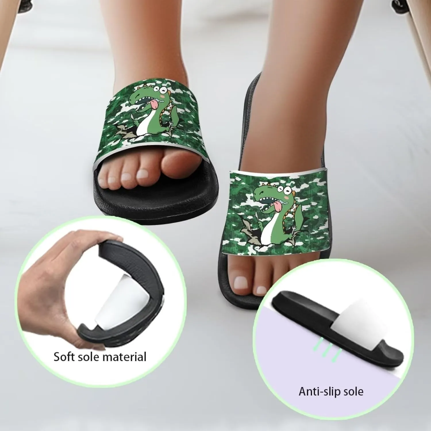 Boys Slide Sandals Kids Summer Slippers Slip On for Outdoor Beach Pool Shower (Little Kid/Big Kid)