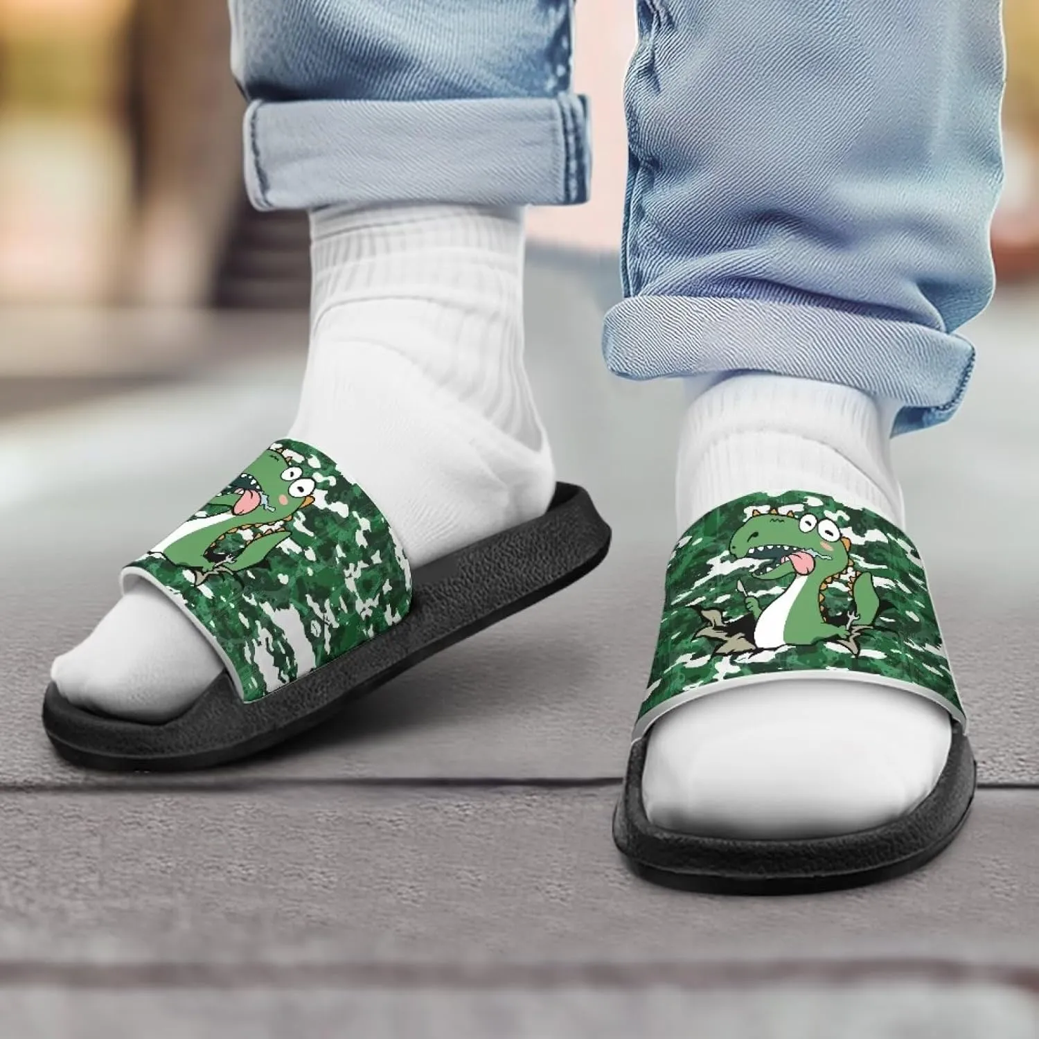 Boys Slide Sandals Kids Summer Slippers Slip On for Outdoor Beach Pool Shower (Little Kid/Big Kid)