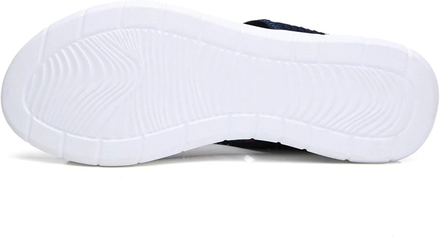 Breathable Knit Walking Flat Sandals for Women Cut Out Open Toe Sandal Summer Lightweight Slingback Dress Walking Flats