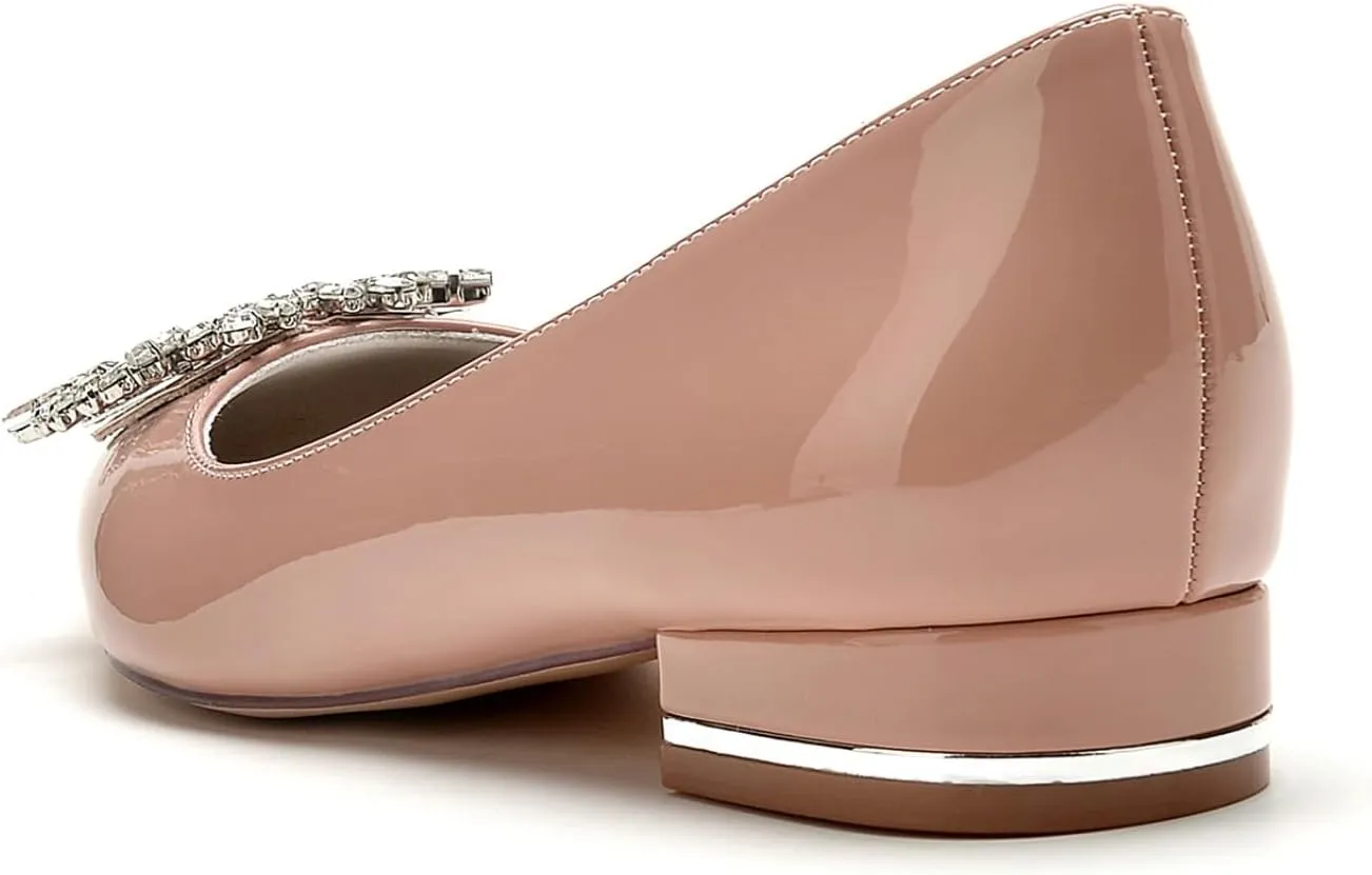 Bride Shoes for Wedding Women's Ballet Flats Comfort Slip on Flat Shoes Crystal Wedding Dress Flats 2.5Cm