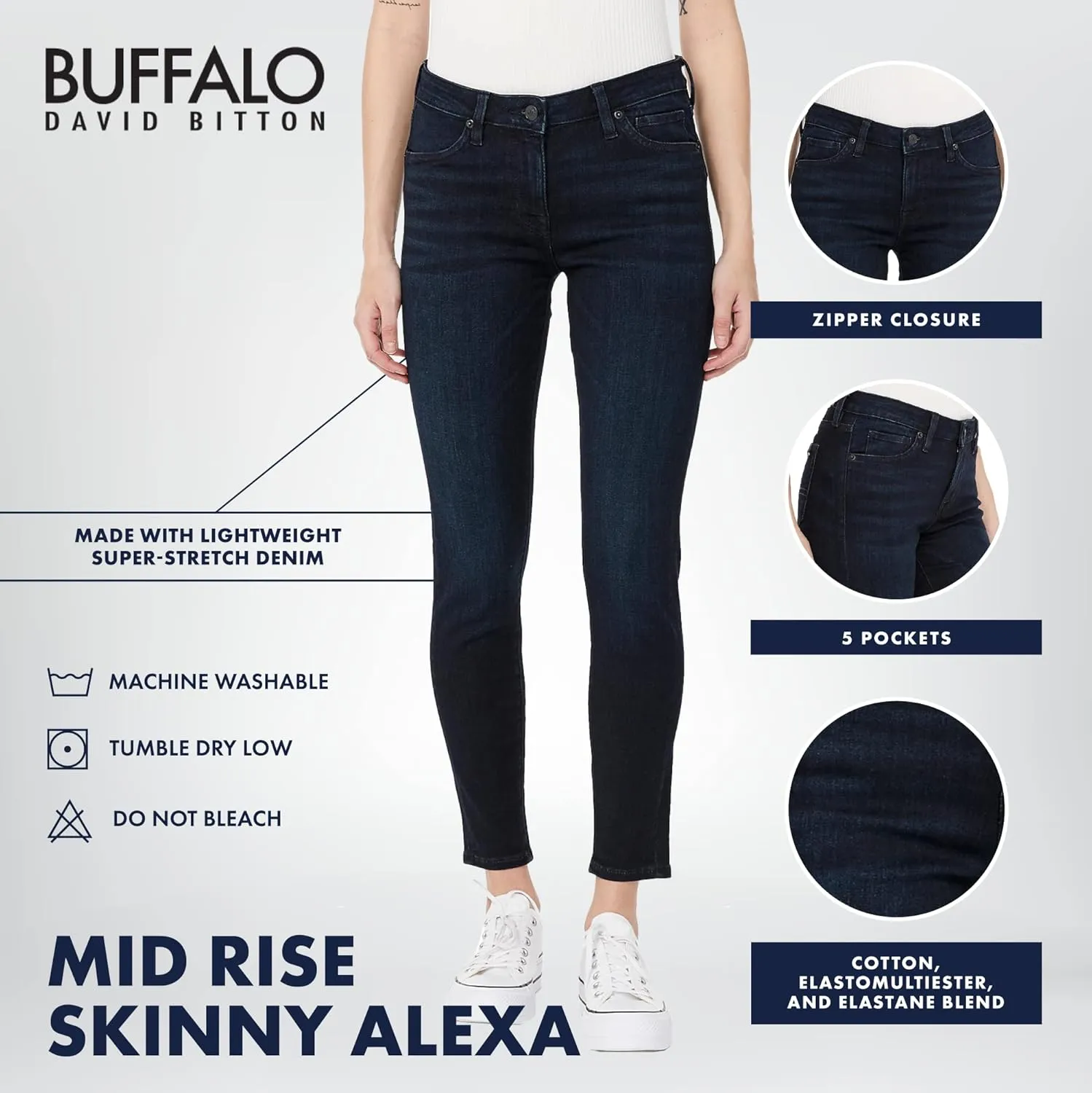 Buffalo David Bitton Women's Alexa Mid-Rise Skinny Jean