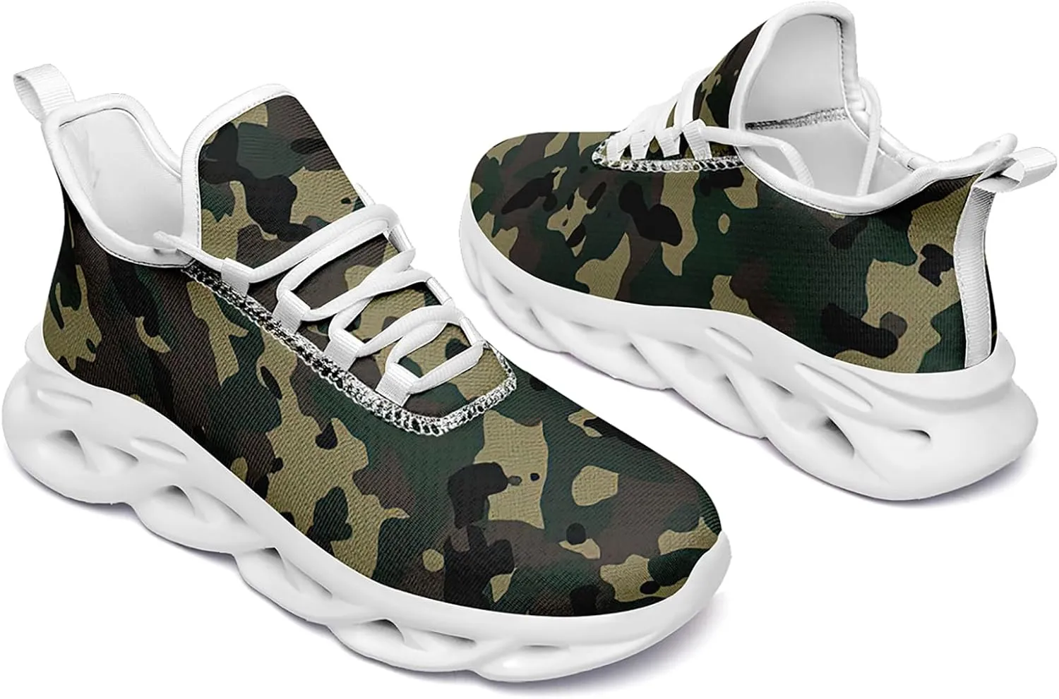 Camouflage Running Shoes for Men & Women Lightweight Breathable Sports Sneakers with Cushioned EVA Sole Trail, Jogging,Gym