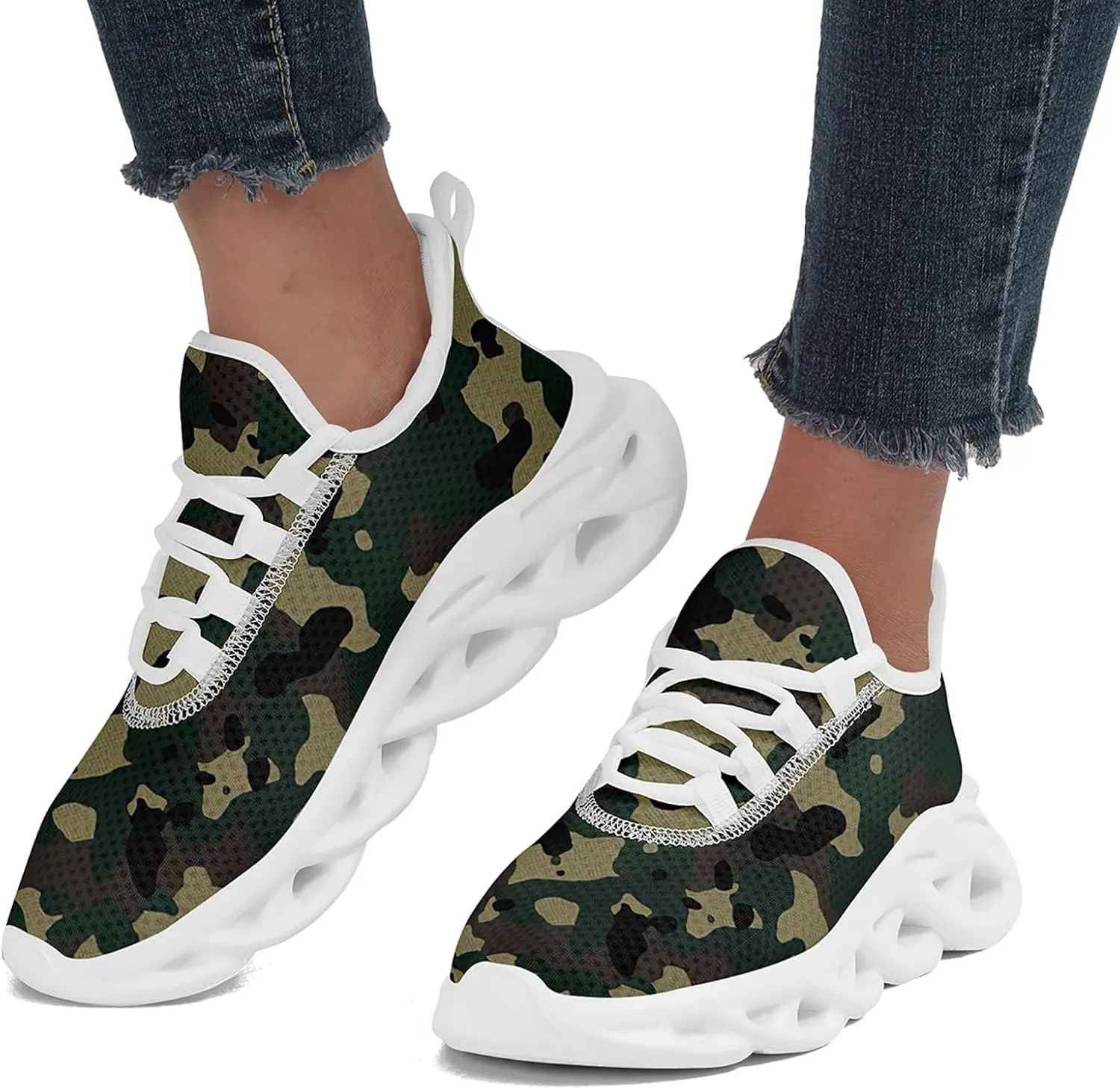 Camouflage Running Shoes for Men & Women Lightweight Breathable Sports Sneakers with Cushioned EVA Sole Trail, Jogging,Gym