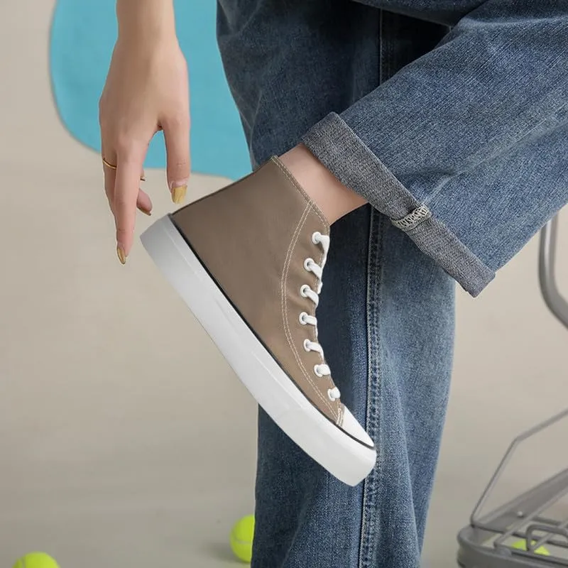 Canvas High Top Sneakers for Women Men Classic Lace Up Canvas Shoes Womens Mens Fashion High Top Sneakers Casual Tennis Walking Shoes
