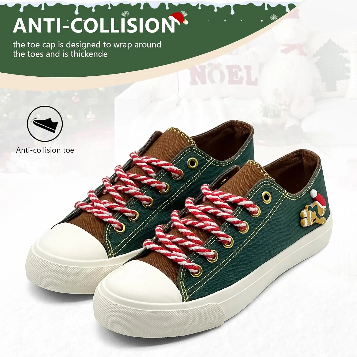 Canvas Shoes for Women Men Sneakers Fashion High Low Tops Christmas Shoes Classic Casual Tennis Running Walking Santa Shoes Unisex