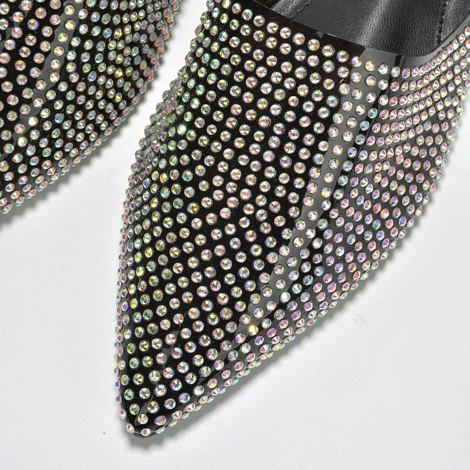 Cape Robbin Crunch Satin Clear Rhinestone Flat Mules (Crunch)