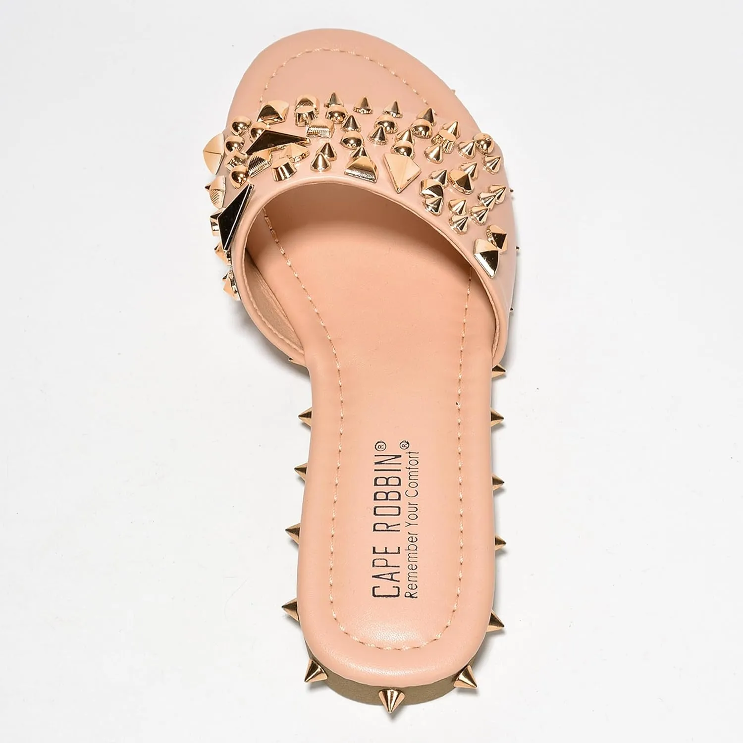 Cape Robbin Tonie Spike and Stud Adorned Flat Sandals (Tonie)