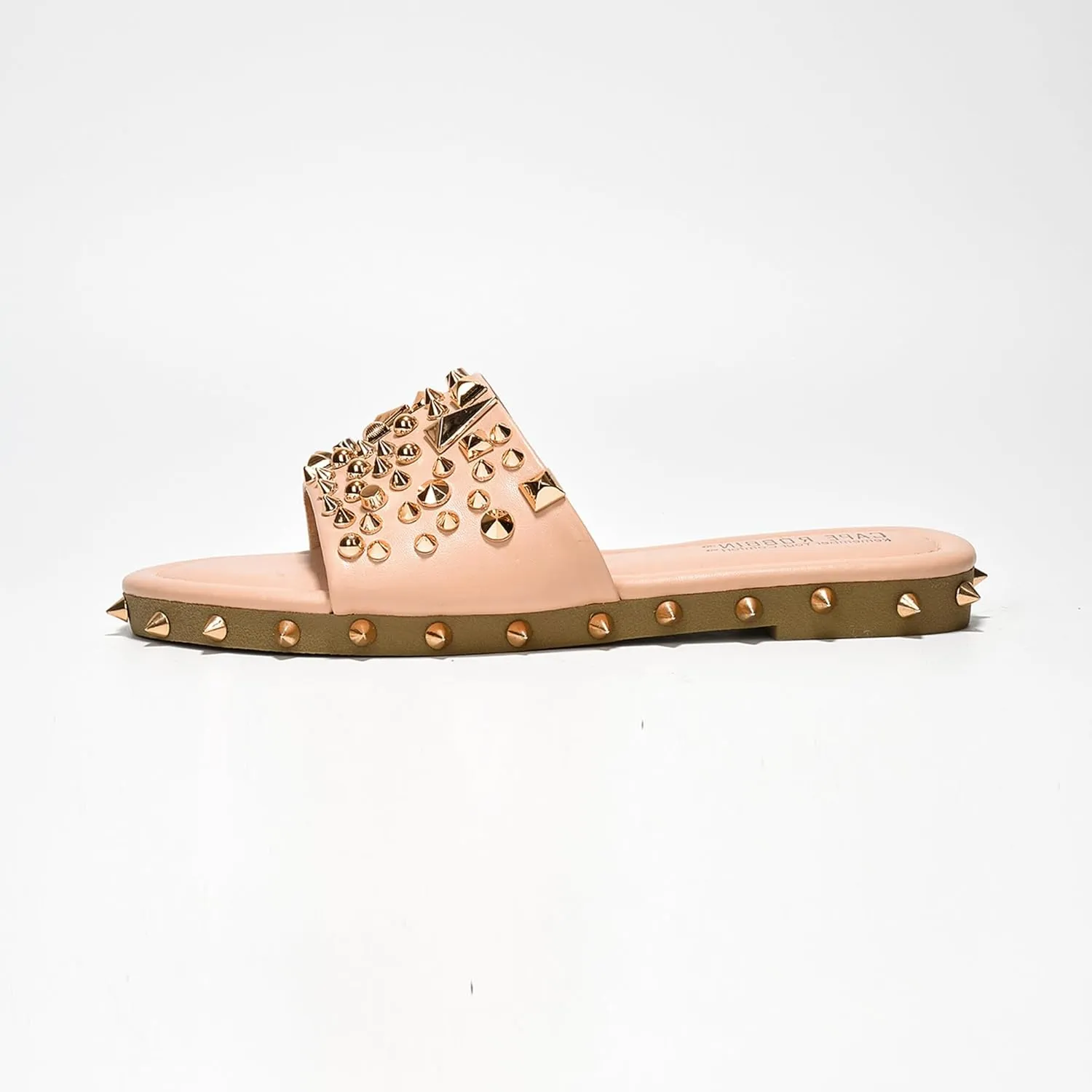 Cape Robbin Tonie Spike and Stud Adorned Flat Sandals (Tonie)