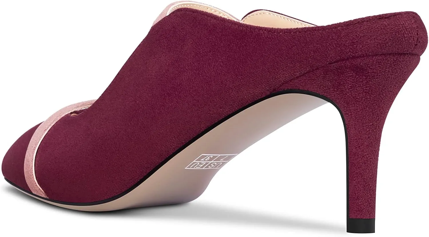 Castamere Women Mid Heel Pointed Toe Slip-on Patchwork Pumps Mules Shoes Casual Dress 2.6 Inches Heels