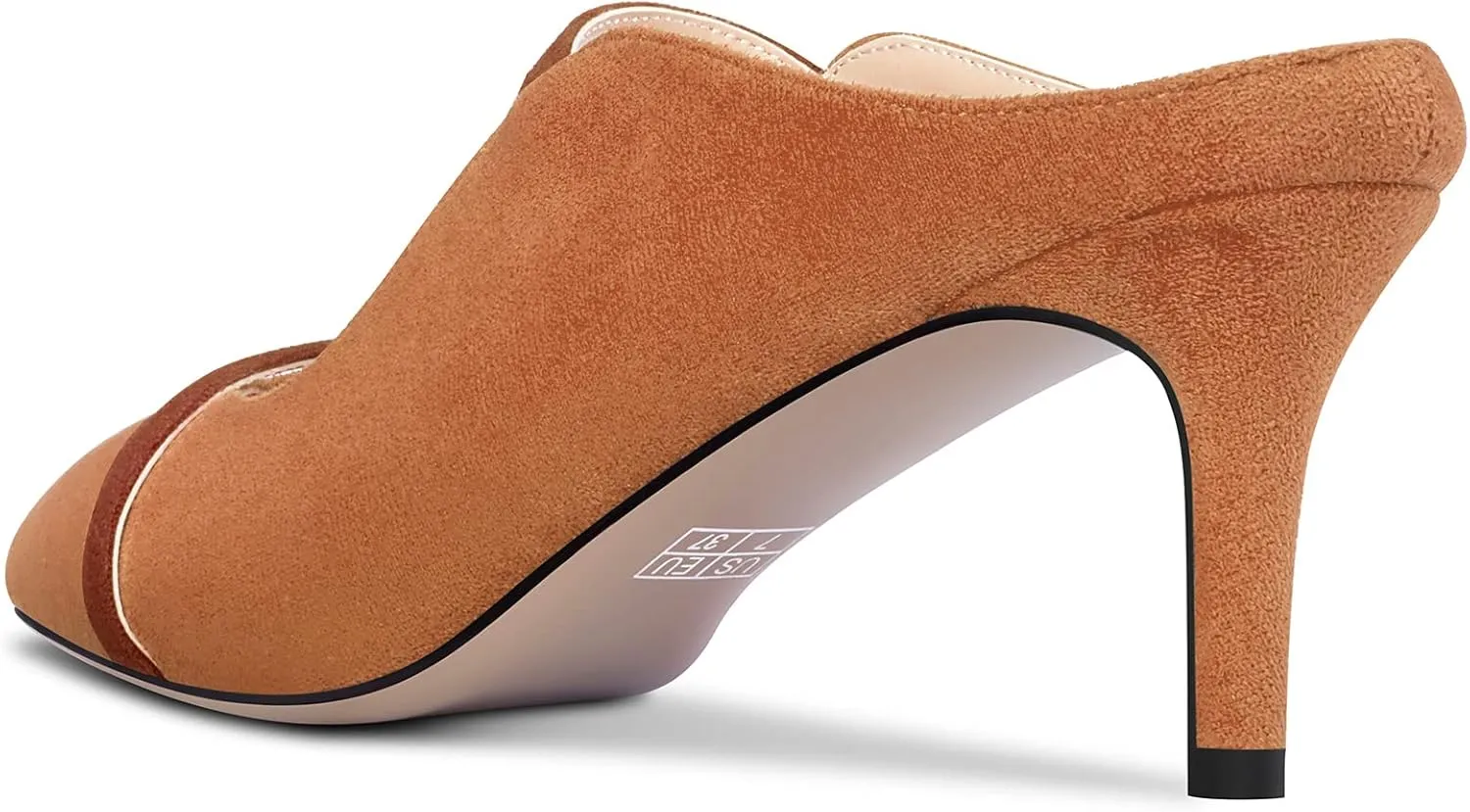 Castamere Women Mid Heel Pointed Toe Slip-on Patchwork Pumps Mules Shoes Casual Dress 2.6 Inches Heels