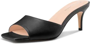 Castamere Women's Heeled Sandals Square Open Toe Kitten Heels Slip On Mules Casual Party Dress Shoes 2.6 Inches Heels
