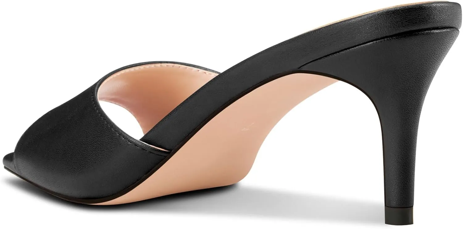 Castamere Women's Heeled Sandals Square Open Toe Kitten Heels Slip On Mules Casual Party Dress Shoes 2.6 Inches Heels