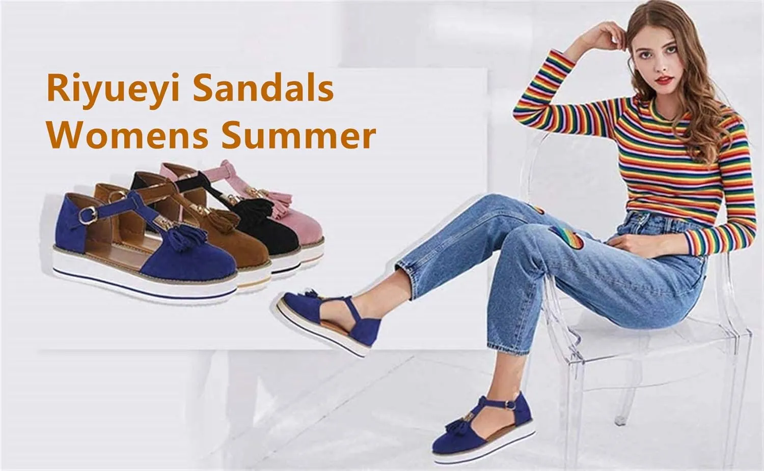 Casual Tassel Sandals for Women Summer Boho Shoes Flip Flop Flat Sandals Gladiator Open Toe Beach Sandals,White,US5/EU36