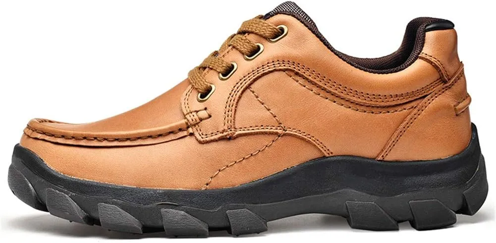 CHICLOVEY Men's Low-Cut Trail Hiking Shoes Outdoor Leather Sneakers with High-Traction Grip