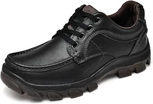 CHICLOVEY Men's Low-Cut Trail Hiking Shoes Outdoor Leather Sneakers with High-Traction Grip