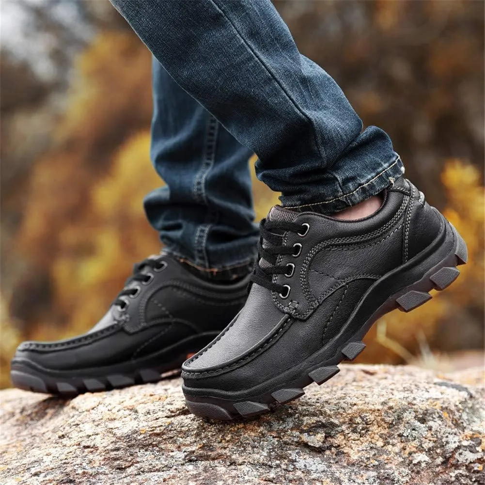 CHICLOVEY Men's Low-Cut Trail Hiking Shoes Outdoor Leather Sneakers with High-Traction Grip