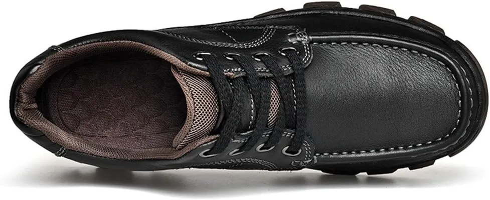 CHICLOVEY Men's Low-Cut Trail Hiking Shoes Outdoor Leather Sneakers with High-Traction Grip