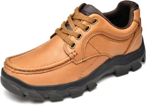 CHICLOVEY Men's Low-Cut Trail Hiking Shoes Outdoor Leather Sneakers with High-Traction Grip