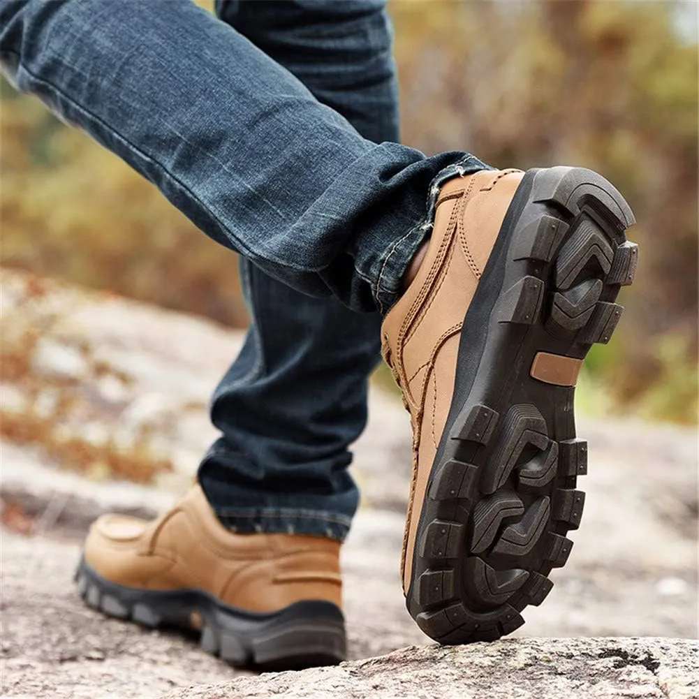 CHICLOVEY Men's Low-Cut Trail Hiking Shoes Outdoor Leather Sneakers with High-Traction Grip