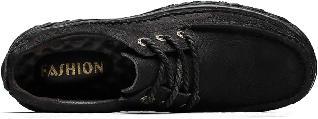 ChicWind Men's Anti Slip Outdoor Leather Sneakers Adventure Moc Hiking Shoes