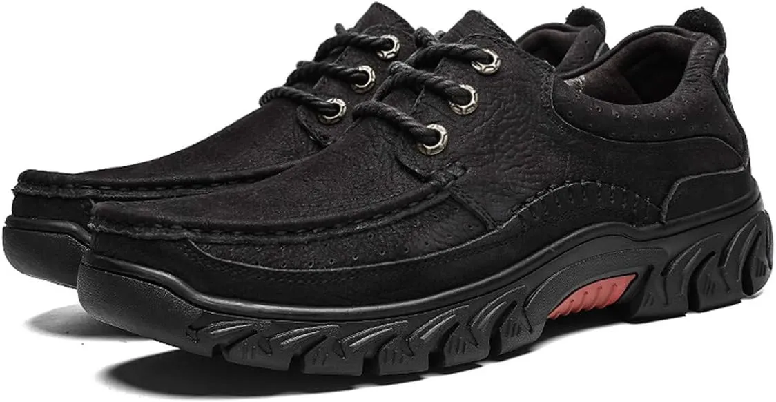 ChicWind Men's Anti Slip Outdoor Leather Sneakers Adventure Moc Hiking Shoes