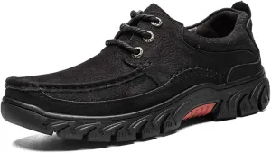 ChicWind Men's Anti Slip Outdoor Leather Sneakers Adventure Moc Hiking Shoes