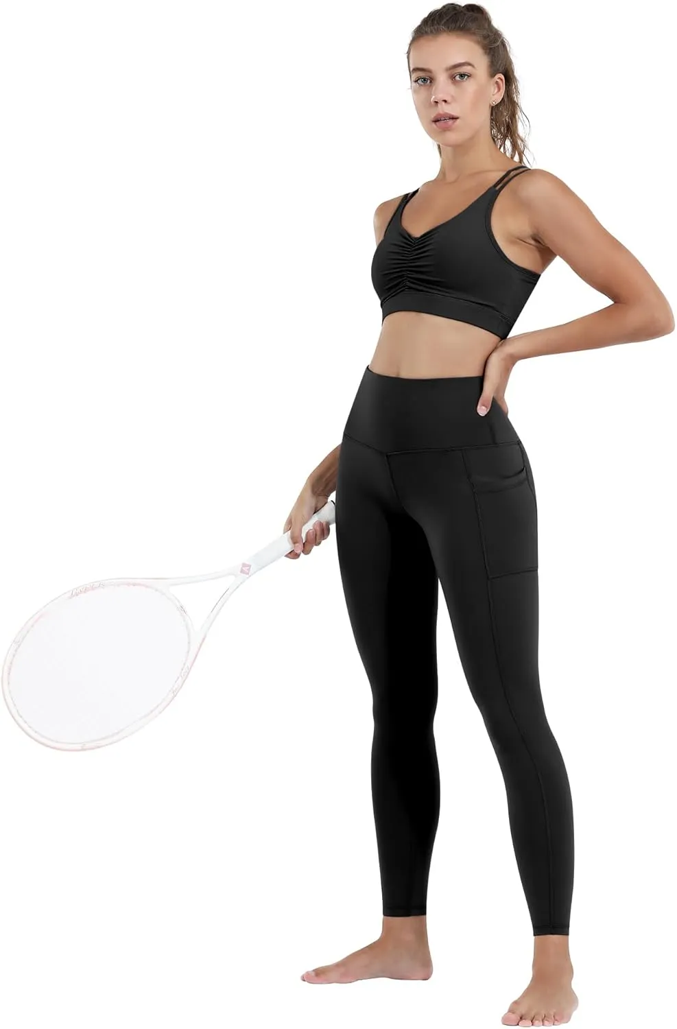 CHRLEISURE Leggings with Pockets for Women, High Waisted Tummy Control Workout Yoga Pants