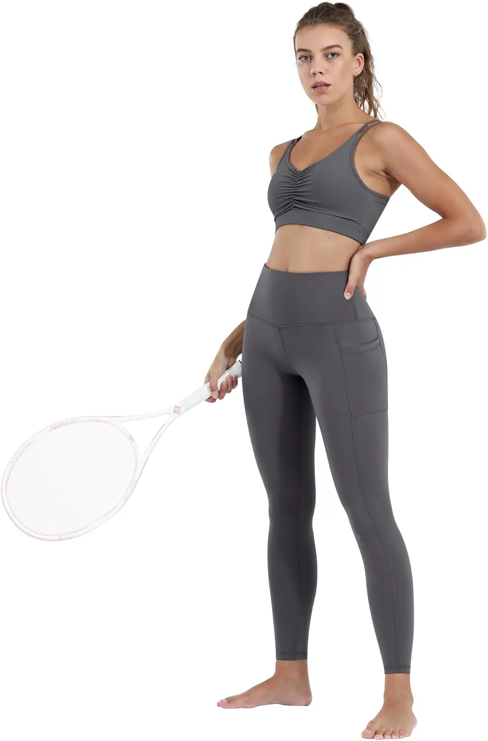 CHRLEISURE Leggings with Pockets for Women, High Waisted Tummy Control Workout Yoga Pants