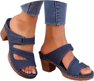 Chunky Heels for Women Sexy, Fashion Summer Block Heels Dressy Comfortable Open Toe Strappy Sandals Ankle Strap Stacked Platform Heels Slip On Mules Wedges Heels for Women Sandals