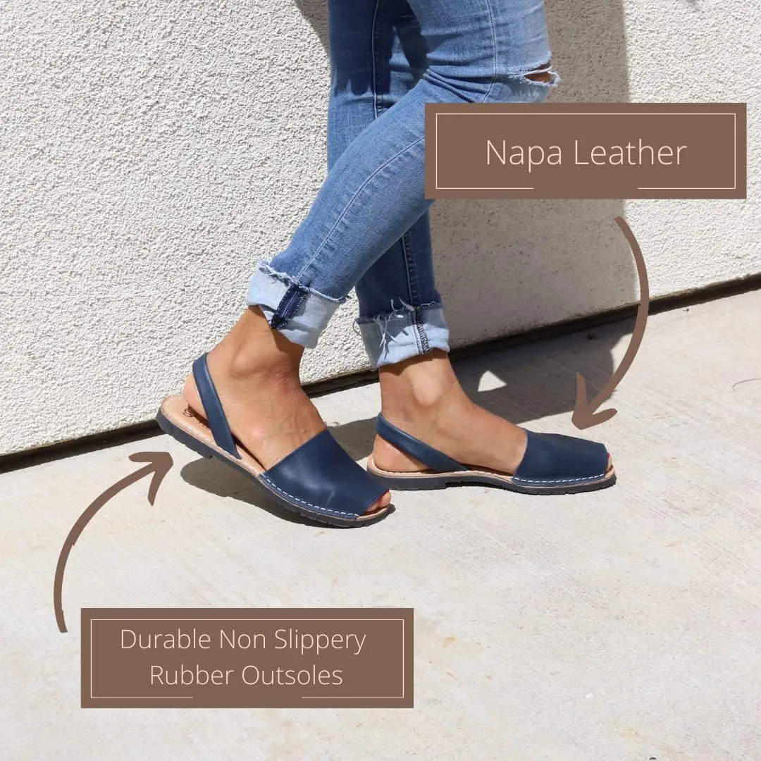 Classic Flat Sandals for Women – Dressy Soft Leather Peep Toe Women’s Flat Sandals, Casual Slip on Flats