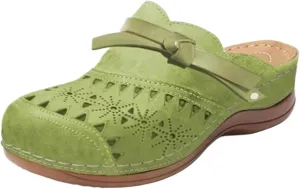 Clogs for Women Comfortable Arch Support Orthopedic Sandals Closed Toe Platform Wedge Sandals Hollow Out Slip On Slippers Non-Slip Retro Outdoors Casual Boho Summer Beach Sandal