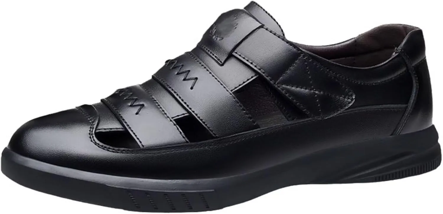 Closed Toe Leather Sandals Men Walking Sandals Men Sports Outdoor Sandals Casual Trekking Hiking Sandals Beach Shoes