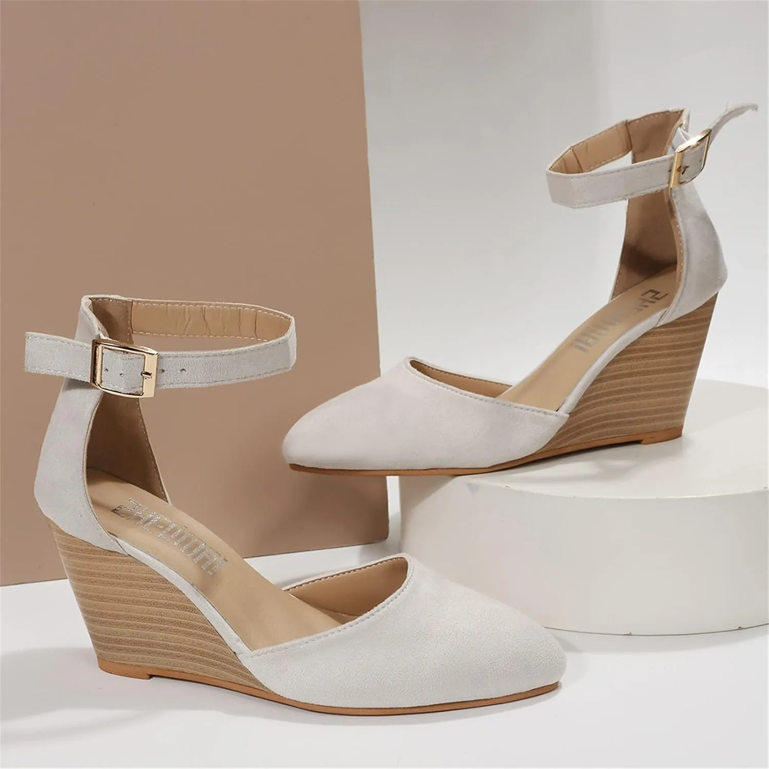Closed Toe Wedges Sandals for Women 2025 Womens Espadrilles Wedge Heels Closed Toe Summer Shoes Dressy Platform Ankle Strap Heeled Sandals Ladies Comfortable Dress Covered Toe Sandals