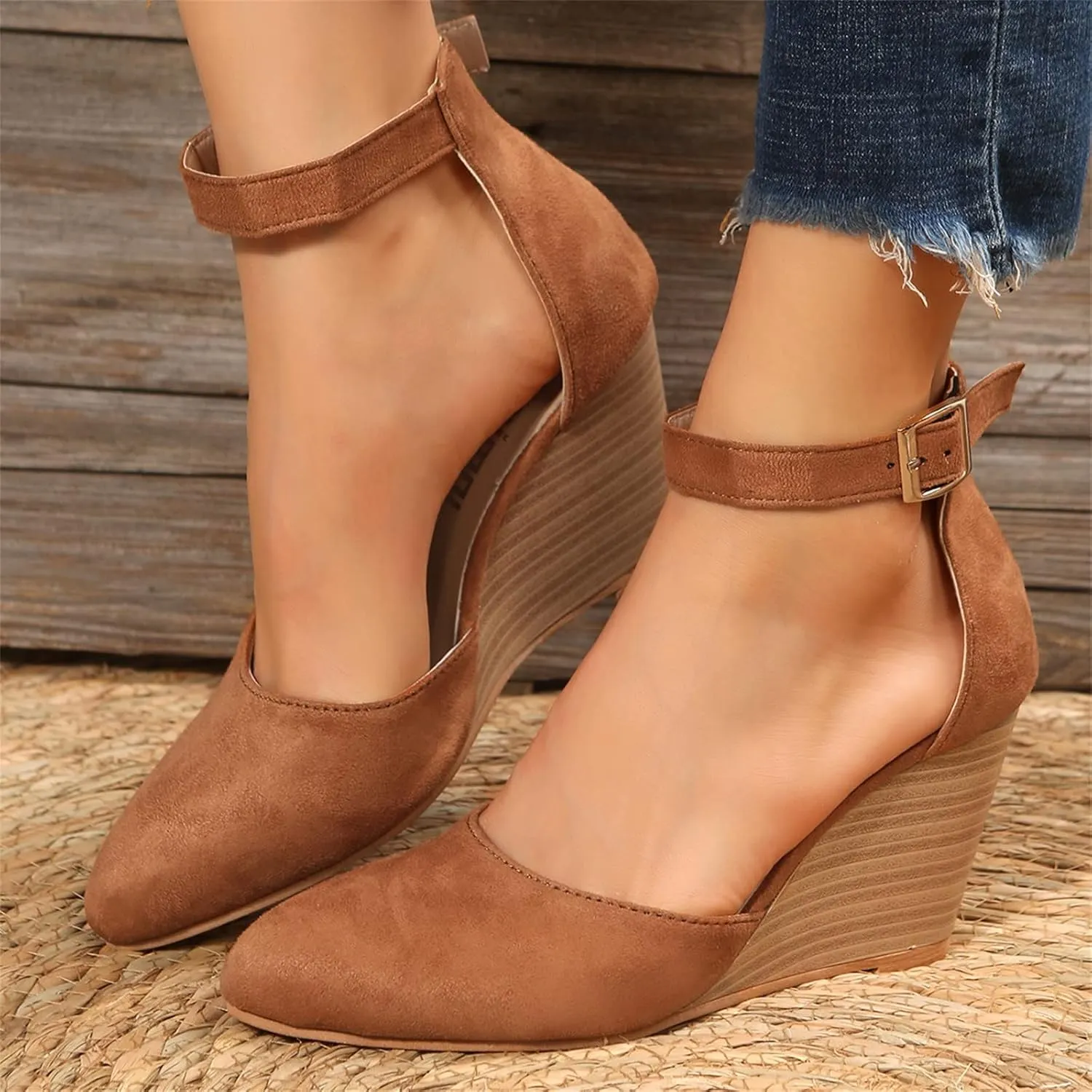 Closed Toe Wedges Sandals for Women 2025 Womens Espadrilles Wedge Heels Closed Toe Summer Shoes Dressy Platform Ankle Strap Heeled Sandals Ladies Comfortable Dress Covered Toe Sandals