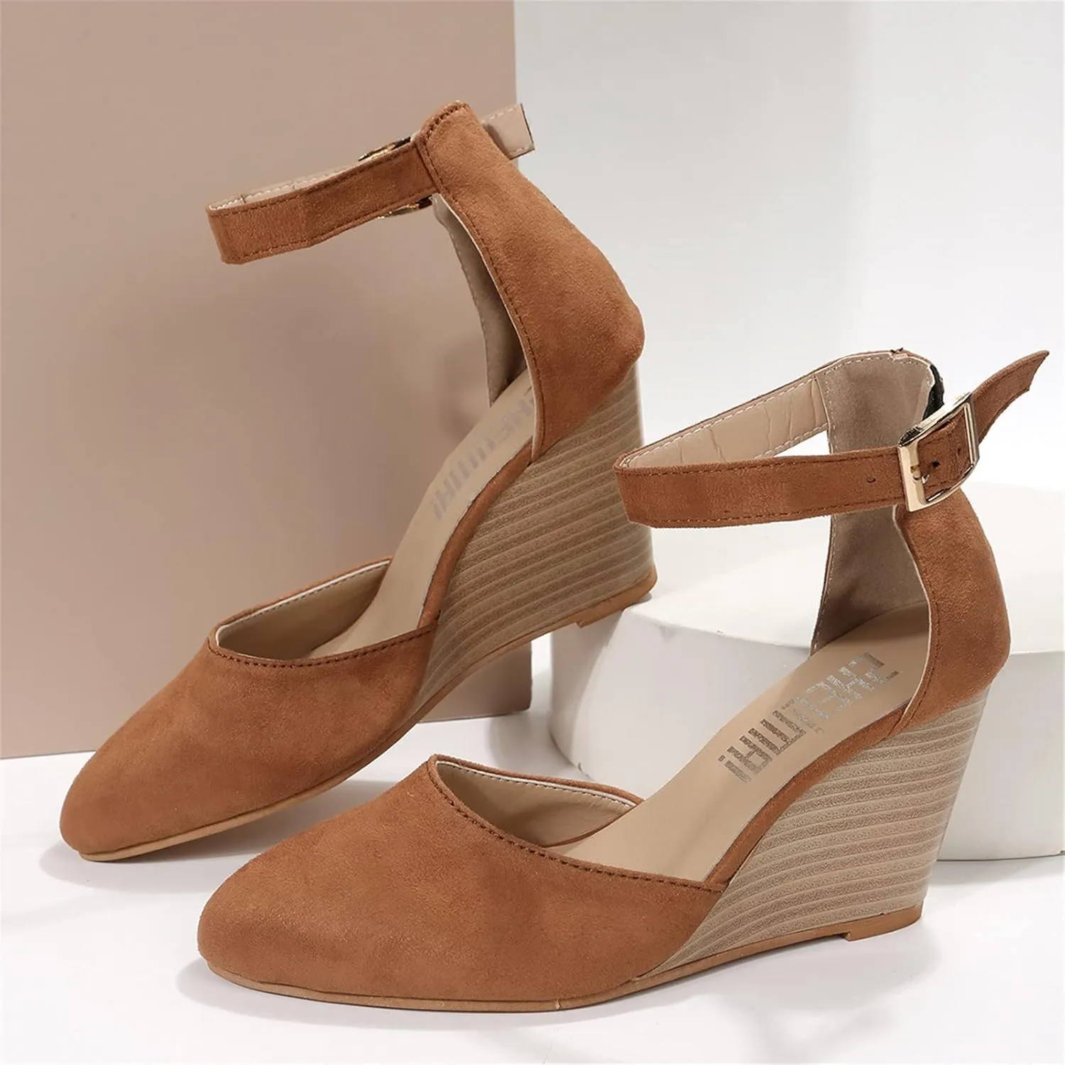 Closed Toe Wedges Sandals for Women 2025 Womens Espadrilles Wedge Heels Closed Toe Summer Shoes Dressy Platform Ankle Strap Heeled Sandals Ladies Comfortable Dress Covered Toe Sandals