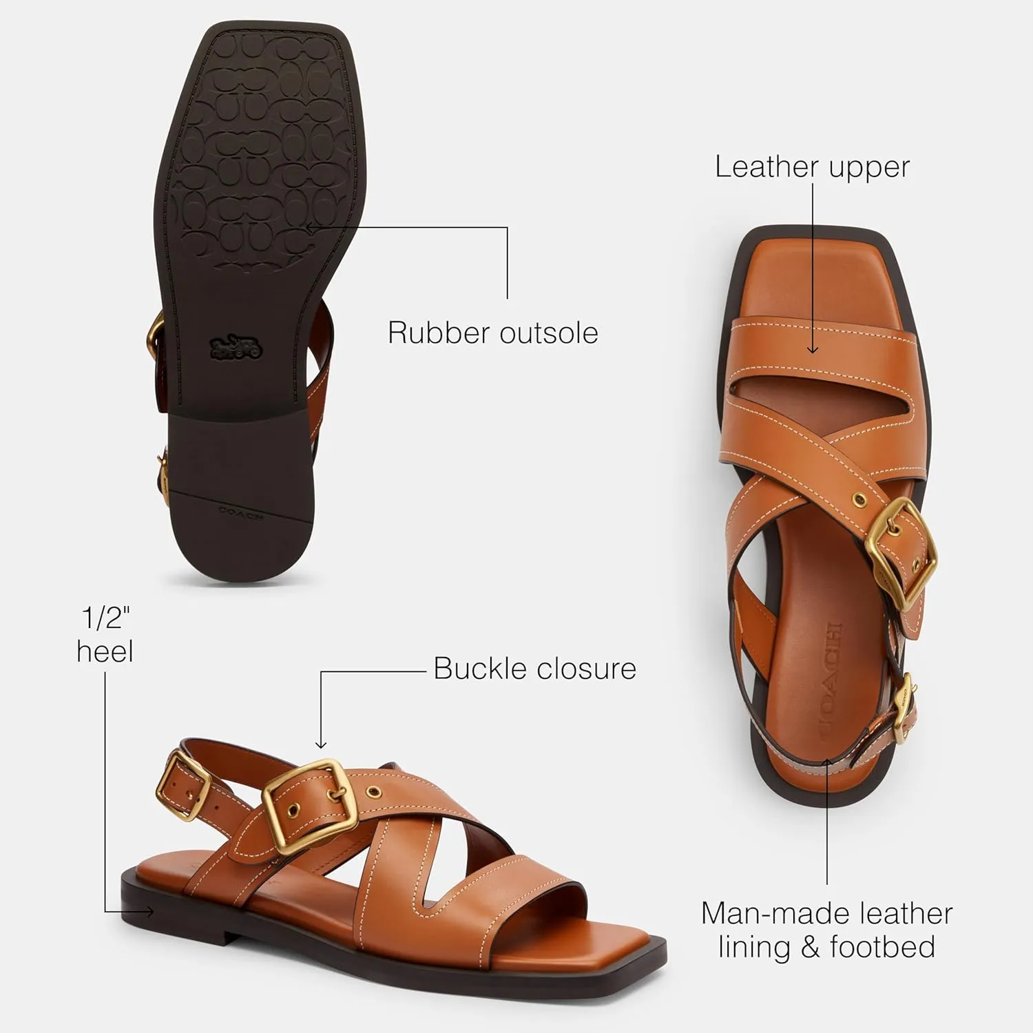 Coach Women's Archival Buckle Flat Sandal Platform