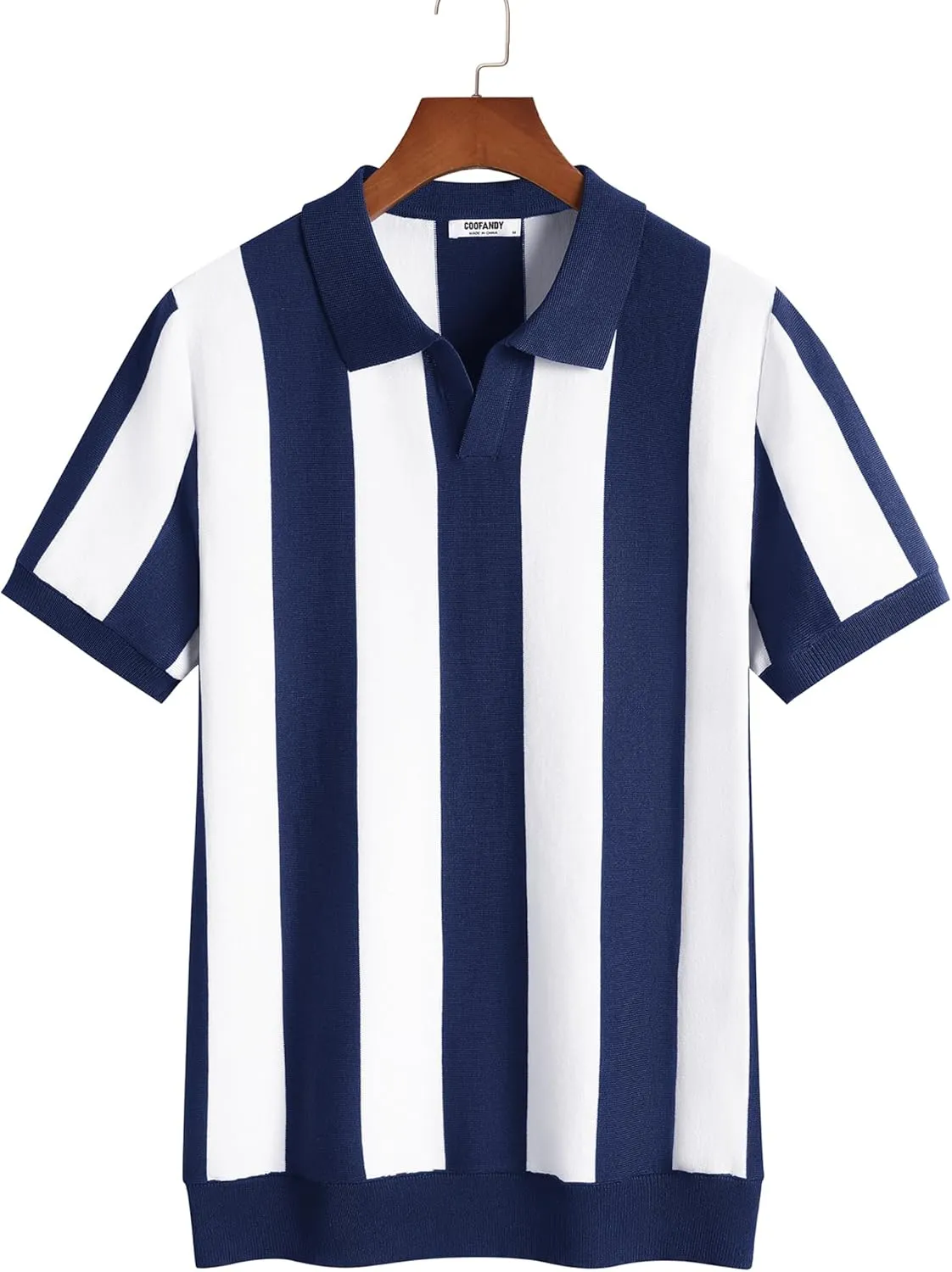 COOFANDY Mens Knit Polo Shirts V Neck Short Sleeve Stretch Polo T Shirt Casual Golf Shirts
