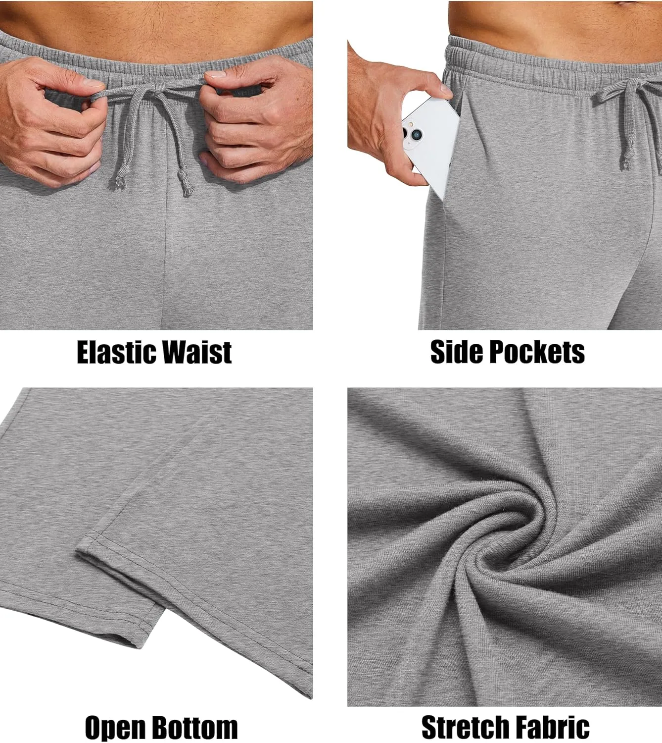 COOFANDY Men's Yoga Sweatpants Lightweight Open Bottom Lounge Pants Casual Drawstring Sweat Pants with Pockets