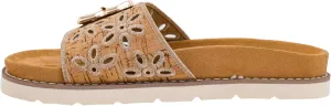 Corkys Footwear Hey Girl Slid In My DM Sandals - Featuring A Cushioned and Lightweight Outsole, An Adjustable Gold Buckle, and Floral Cutouts on the Strap