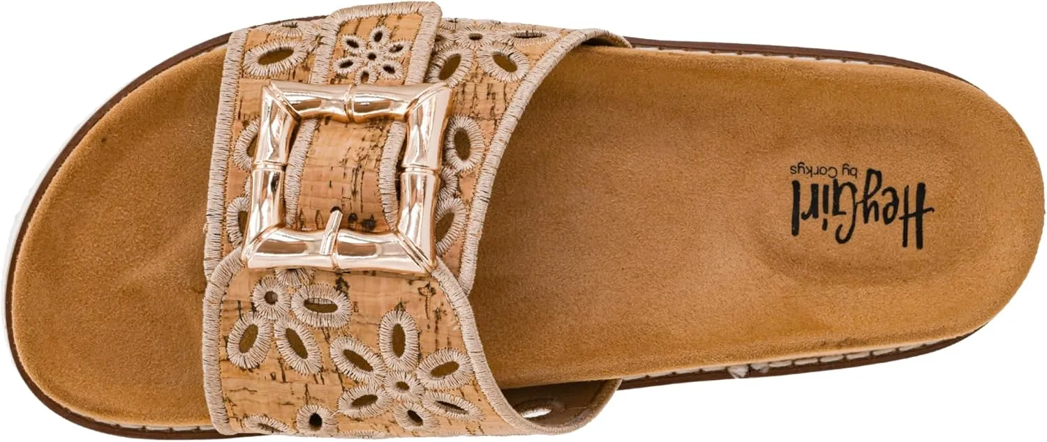 Corkys Footwear Hey Girl Slid In My DM Sandals - Featuring A Cushioned and Lightweight Outsole, An Adjustable Gold Buckle, and Floral Cutouts on the Strap