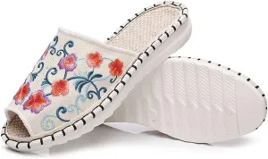 Cotton Flax Slipper Indoor ，Women's Chinese Embroidery Espadrilles，Slippers Summer Sandals Closed Toe Outdoor Walking Shoes Chinese Embroidery Espadrilles Garden House Slippers for Ladies