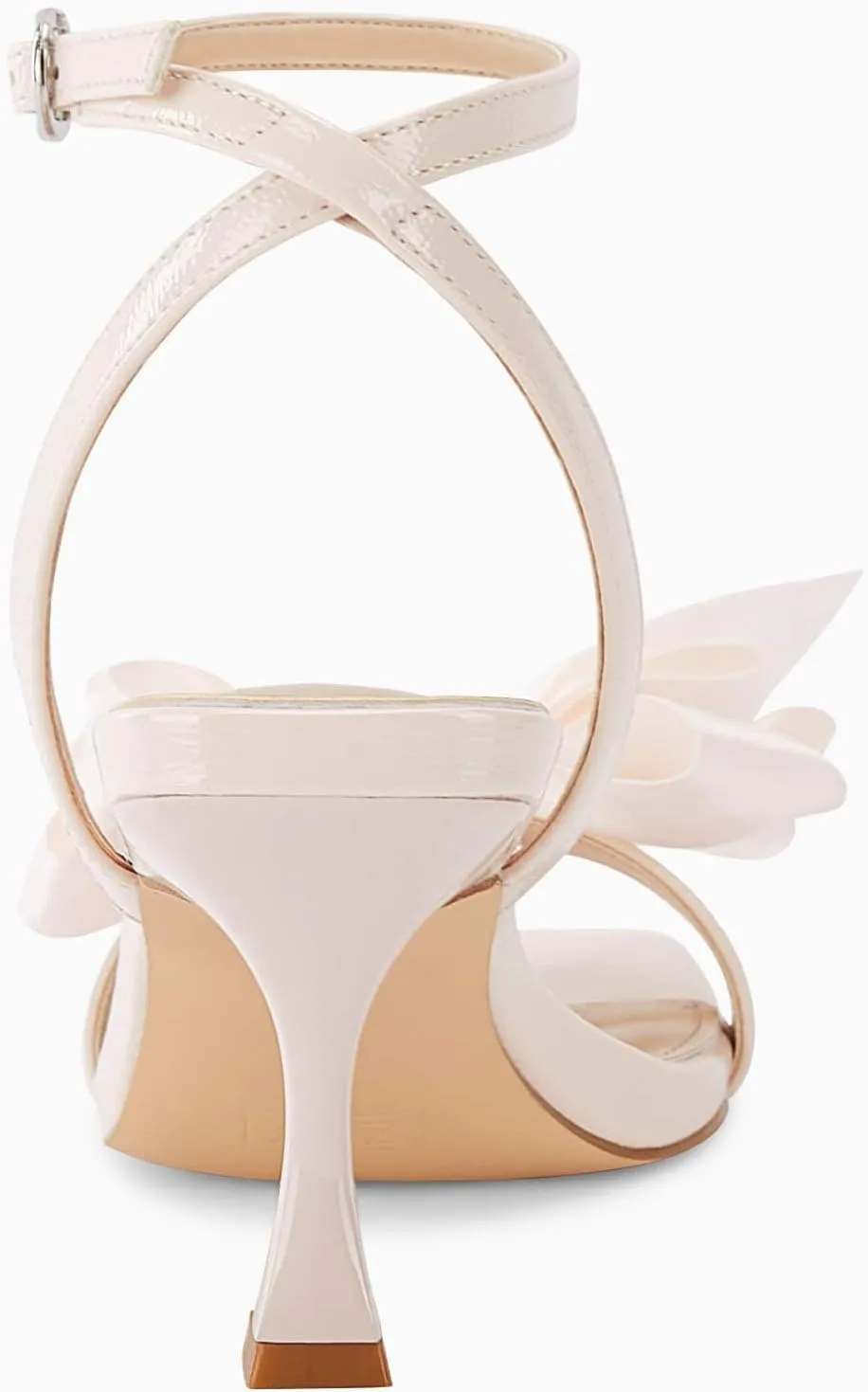 Coutgo Women's Bow Knot Heeled Sandals Rhinestone Kitten Heels Open Toe Ankle Strap Dress Pump Shoes