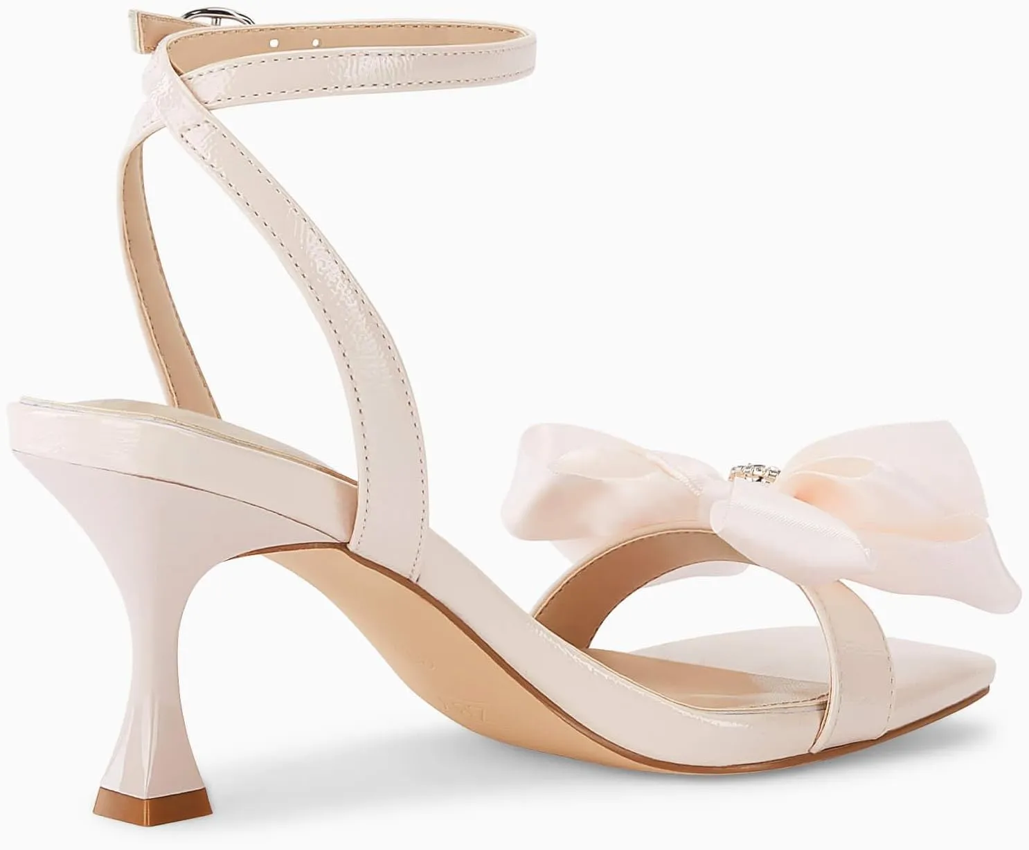 Coutgo Women's Bow Knot Heeled Sandals Rhinestone Kitten Heels Open Toe Ankle Strap Dress Pump Shoes