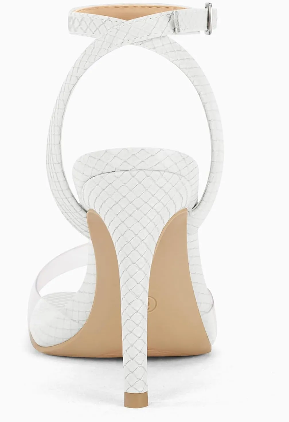 Coutgo Womens Clear Heels Sandals Square Toe Ankle Strap Sexy High Heeled Stiletto Dress Shoes
