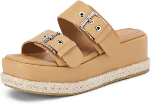 Coutgo Women's Platform Sandals, Adjustable Buckle Slides, Slip on Open Toe Espadrille Summer Shoes
