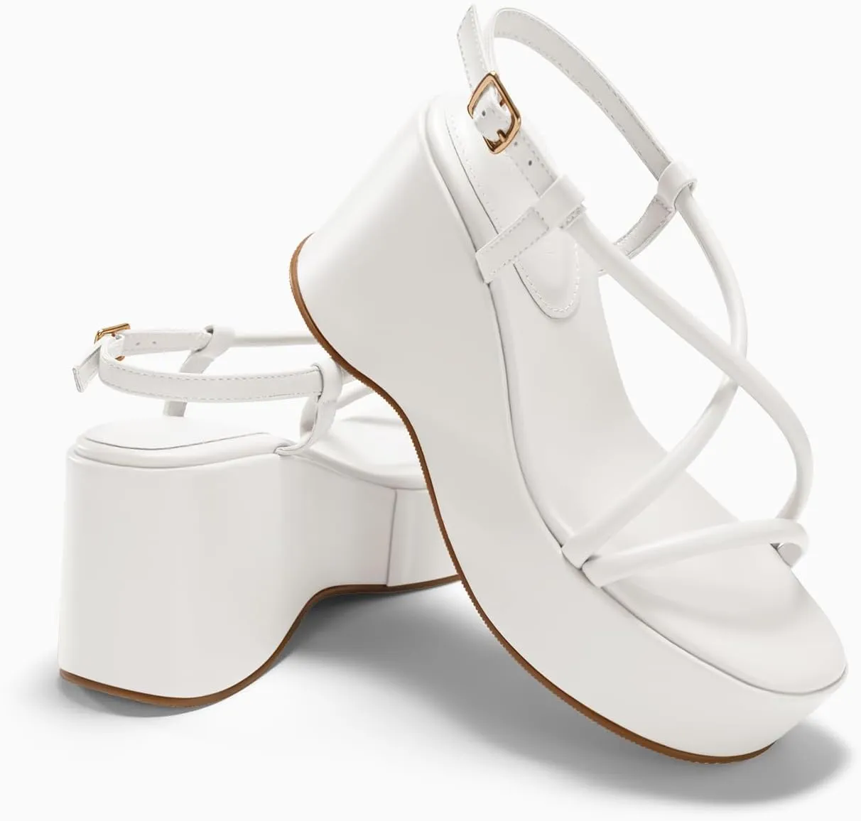 Coutgo Womens Platform Wedge Heels Sandals Slingback Open Toe Ankle Strap Summer Dress Shoes