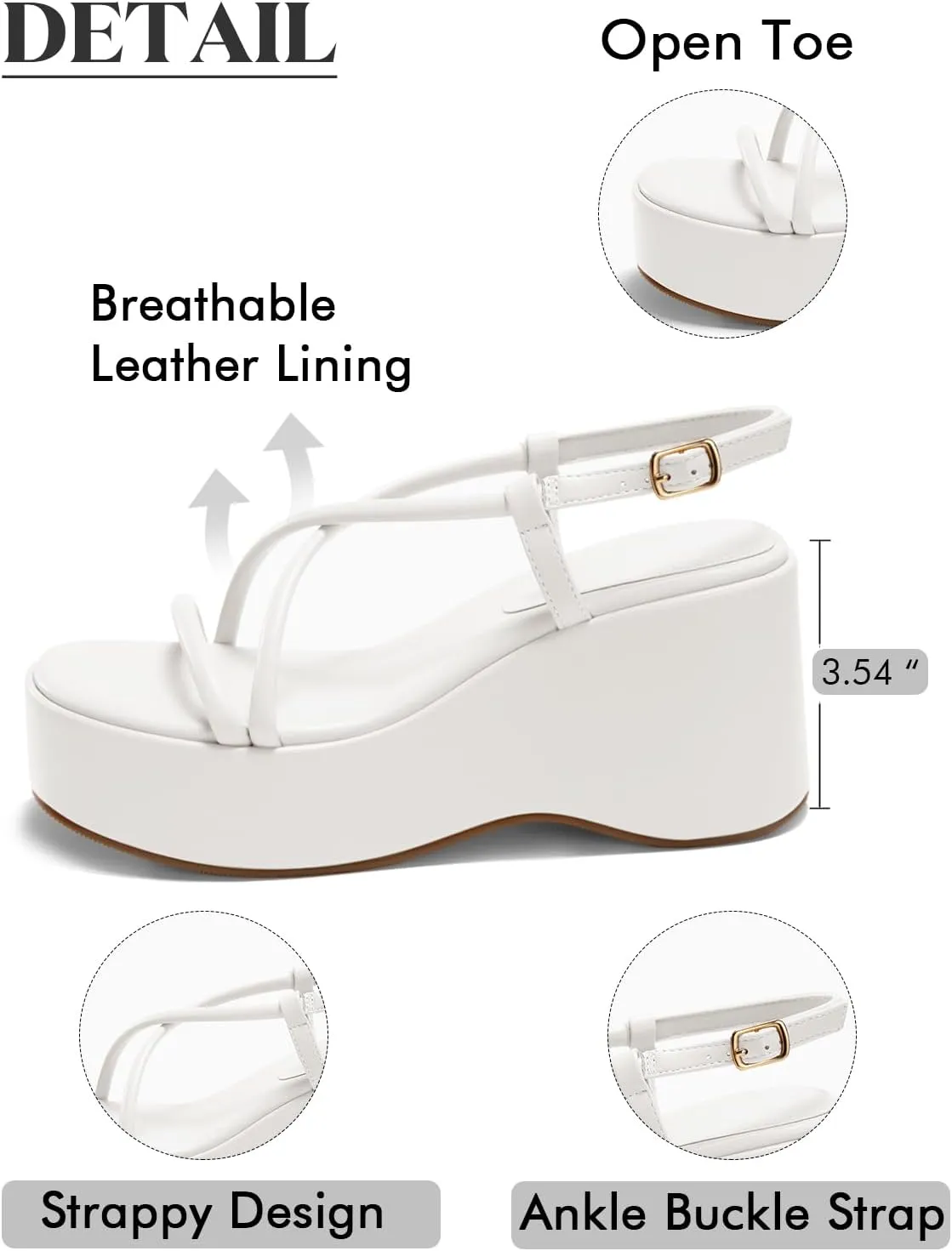Coutgo Womens Platform Wedge Heels Sandals Slingback Open Toe Ankle Strap Summer Dress Shoes