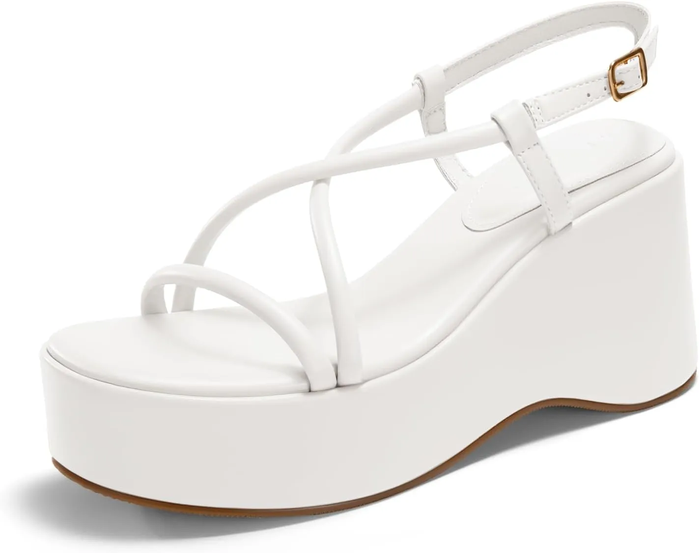Coutgo Womens Platform Wedge Heels Sandals Slingback Open Toe Ankle Strap Summer Dress Shoes